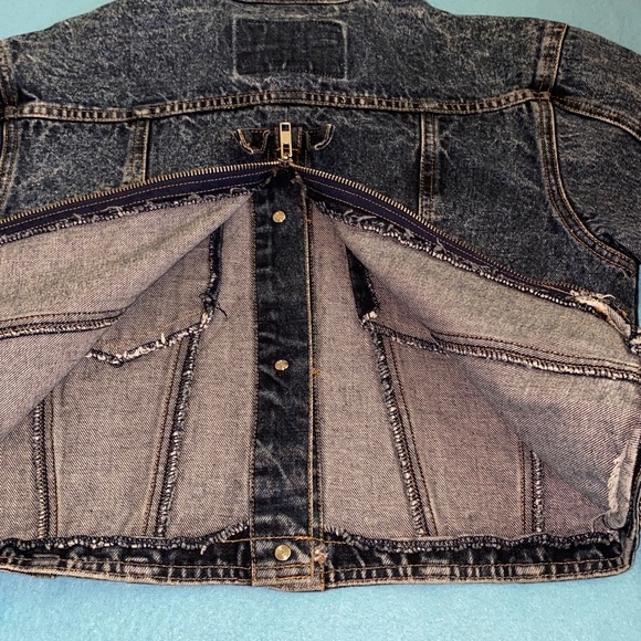 JORDACHE denim button front jacket bows and zippers medium blue vintage size M - Picture 11 of 15